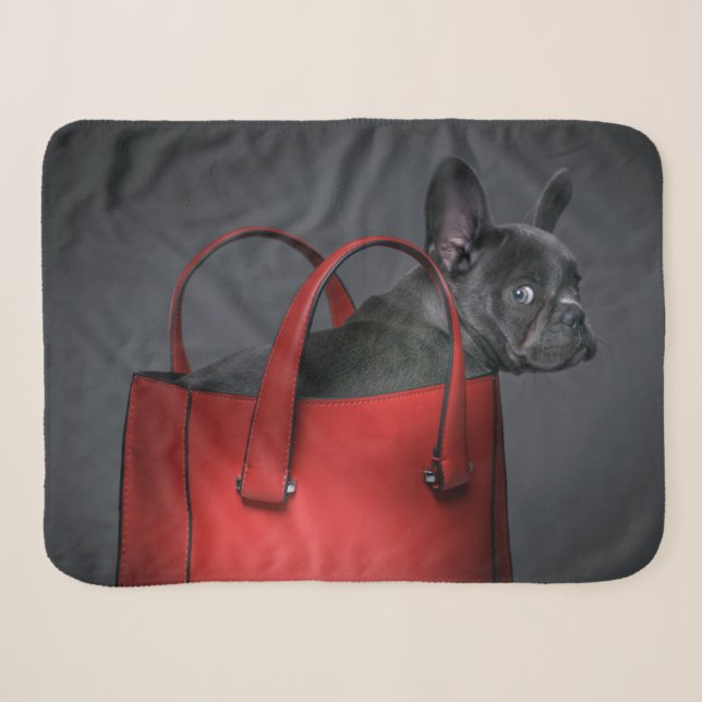 Couverture Sherpa Animaux de bébés cutest | French Bulldog Red Hand  (Devant (Horizontal))