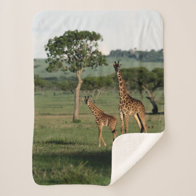 Couverture Sherpa Animaux de bébés cutest | Giraffe Calf & Mama (Devant)