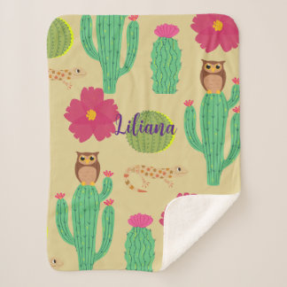 Couverture Sherpa Animaux du désert et cactus personnalisés