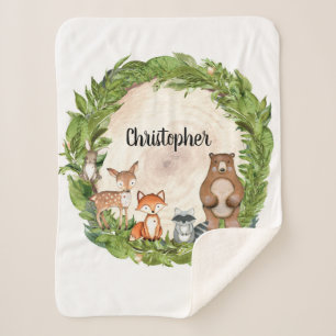 Couverture Sherpa Animaux forestiers bois bois tranche de bois perso
