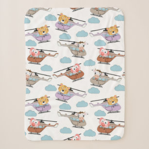 Couverture Sherpa Animaux mignons En Motif Hélicoptère