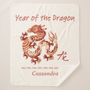 Couverture Sherpa Année Zodiaque Chinoise De L'Animal Du Dragon