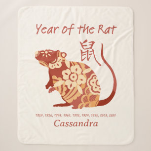 Couverture Sherpa Année Zodiaque Chinoise Du Signe Animal Rat