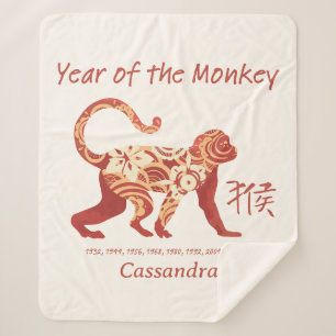Couverture Sherpa Année Zodiaque Chinoise Du Singe Symbole Animal