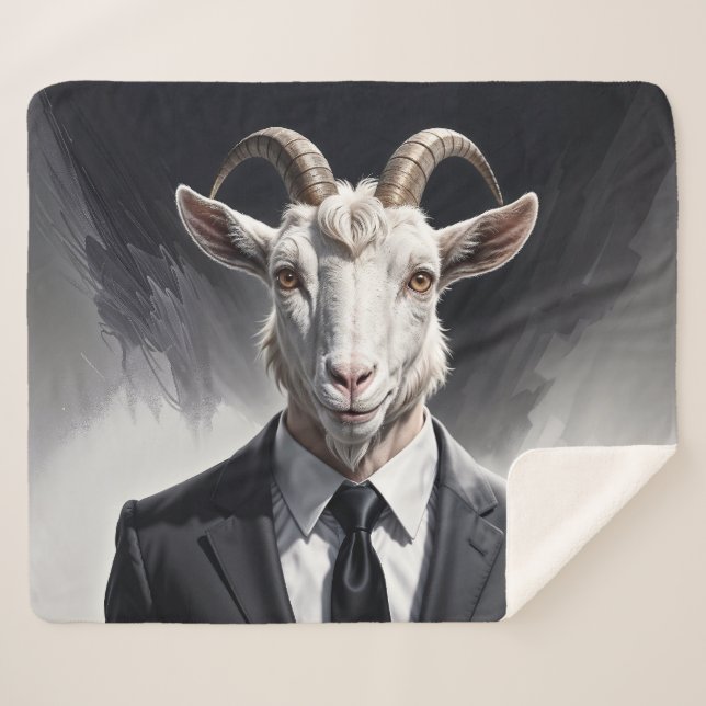 Couverture Sherpa Anthropomorphic goat businessman headshot (Devant (Horizontal))