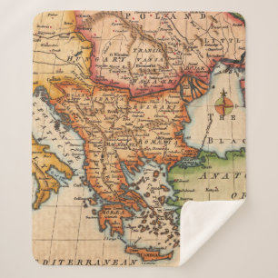 Couverture Sherpa Antique vieille carte inspirée (2)