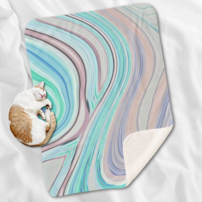 Couverture Sherpa aqua bleu menthe vert lilas violet pastel arc-en-c (aqua blue mint green lilac purple pastel rainbow sherpa blanket)