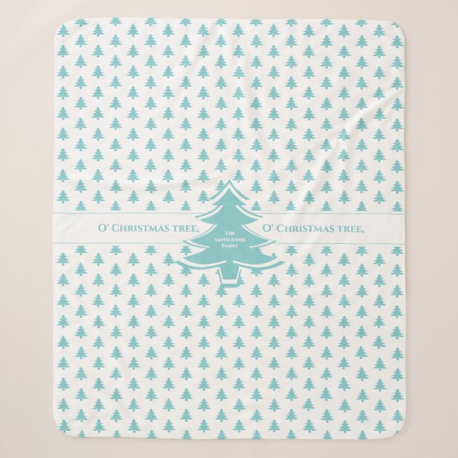 Couverture Sherpa Aqua & White Iconic Christmas Tree Motif (Devant)