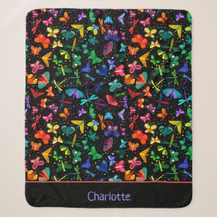 Couverture Sherpa Aquarelle Arc-en-ciel Papillons Enfants Personnali