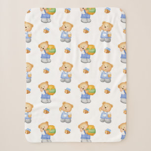 Couverture Sherpa Aquarelle Carton mou Ours en peluche pour enfants