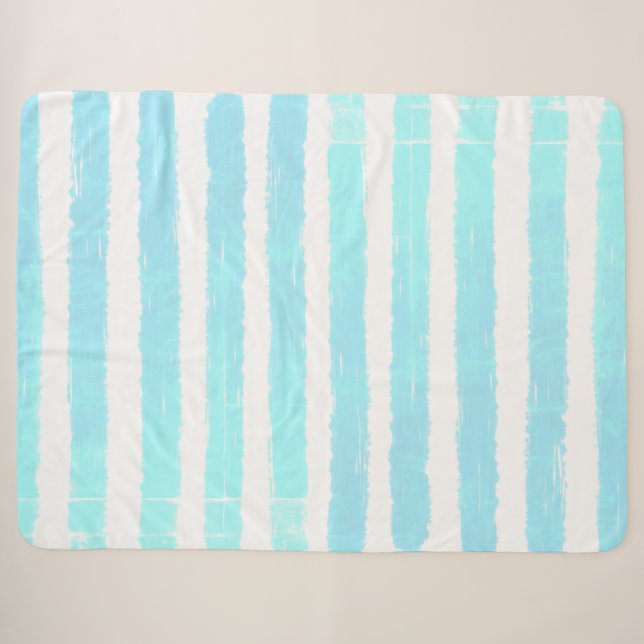 Couverture Sherpa Aquarelle cool Ice Bleu Blancs (Devant (Horizontal))