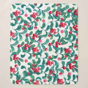 Couverture Sherpa Aquarelle de baies sauvages, motif sans soudure.