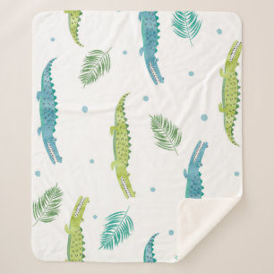 Couverture Sherpa Aquarelle de crocodile : Motif Vintage d'alligator