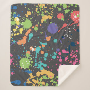 Couverture Sherpa Aquarelle de Grunge : Motif de points colorés.