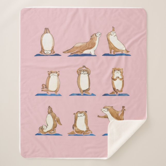 Couverture Sherpa Aquarelle de yoga Otter (Devant)