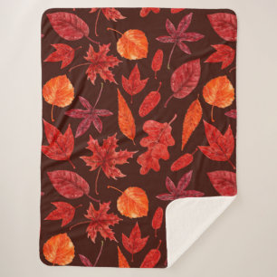 Couverture Sherpa Aquarelle des feuilles d'automne