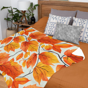 Couverture Sherpa Aquarelle Feuilles Automnes - Foliage Automne Vibr