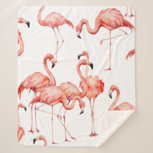 Couverture Sherpa Aquarelle flamingo sans couture motif. Peint à la