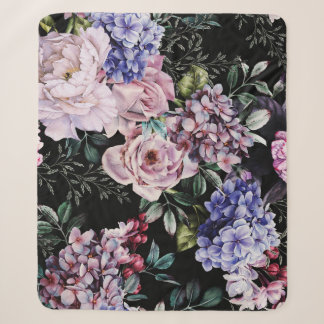 Couverture Sherpa Aquarelle florale foncée Design sans joint