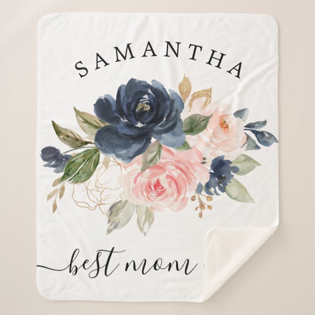 Couverture Sherpa Aquarelle Florale Meilleure Maman Chaque (Devant)