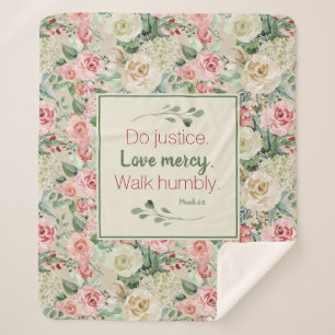 Couverture Sherpa aquarelle florale rose chrétienn