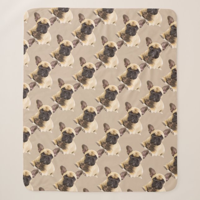 Couverture Sherpa Aquarelle française Chien chien animal de compagni (Devant)