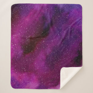 Couverture Sherpa Aquarelle Galaxies rose violet