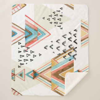 Couverture Sherpa Aquarelle Géométrique Sans joint : Style Tribal.