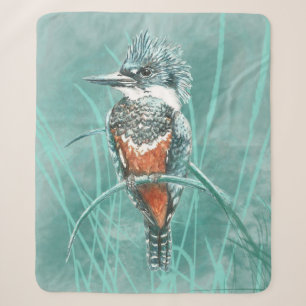 Couverture Sherpa Aquarelle Kingfisher Oiseau Faune Nature