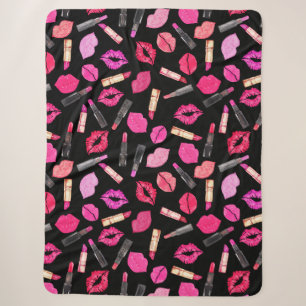 Couverture Sherpa Aquarelle Lipstick Motif maquillage Artiste Sherpa