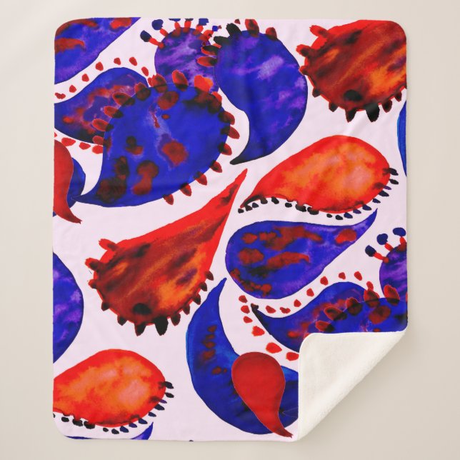 Couverture Sherpa Aquarelle motif sans couture avec cachemire. Abstr (Devant)