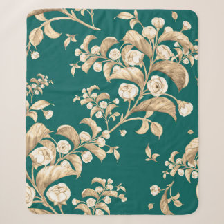 Couverture Sherpa Aquarelle motif transparent des branches fleuries,