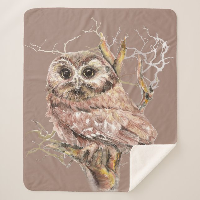 Couverture Sherpa Aquarelle Oiseau Faune Art Sherpa Blanket (Devant)
