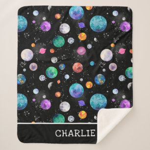 Couverture Sherpa Aquarelle Planètes spatiales Galaxie personnalisée