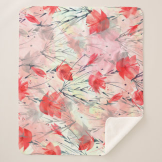 Couverture Sherpa Aquarelle Plantes Herbes Motif