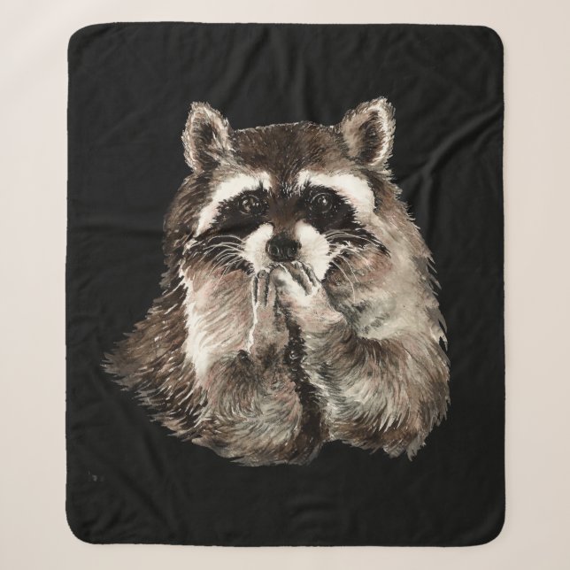 Couverture Sherpa Aquarelle Raccoon Baisers Baisers Amusant Animal A (Devant)