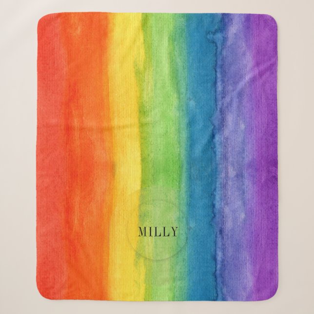 Couverture Sherpa Aquarelle Rainbow Modern Custom (Devant)
