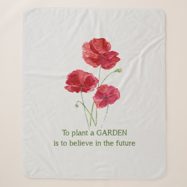 Couverture Sherpa Aquarelle Rouge Poppy Jardin Fleur Jardin Citation (Devant)