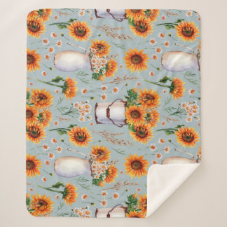 Couverture Sherpa Aquarelle Rustique Sunny, Motif sans couture.