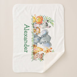 Couverture Sherpa Aquarelle Safari Bébé Animaux Bébé Eléphant Bébé