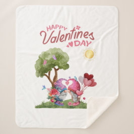 Couverture Sherpa Aquarelle Saint Valentin Gnome Couple