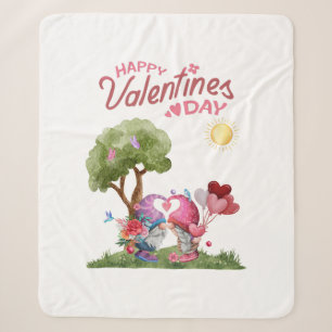Couverture Sherpa Aquarelle Saint Valentin Gnome Couple