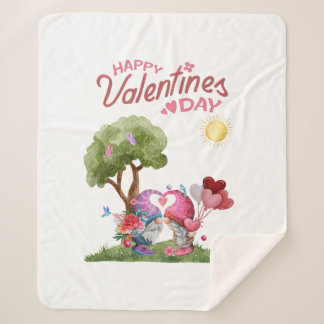 Couverture Sherpa Aquarelle Saint Valentin Gnome Couple