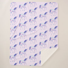 Couverture Sherpa Aquarelle Unicorne