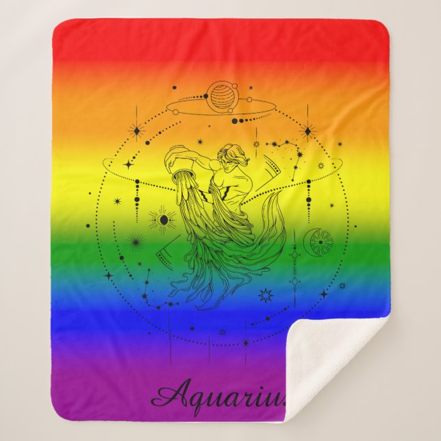Couverture Sherpa Aquarius Zodiac LGBTQ Pride Rainbow Design (Devant)