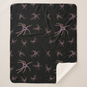 Couverture Sherpa Araignées De Chasse Sur Noir,