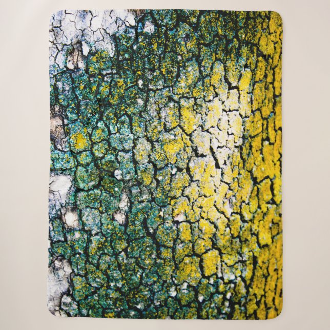 Couverture Sherpa Arbre Abstrait vert et jaune (Devant)