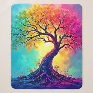 Couverture Sherpa Arbre Arc-en-Ciel : Racines d'Espoir Infini Art