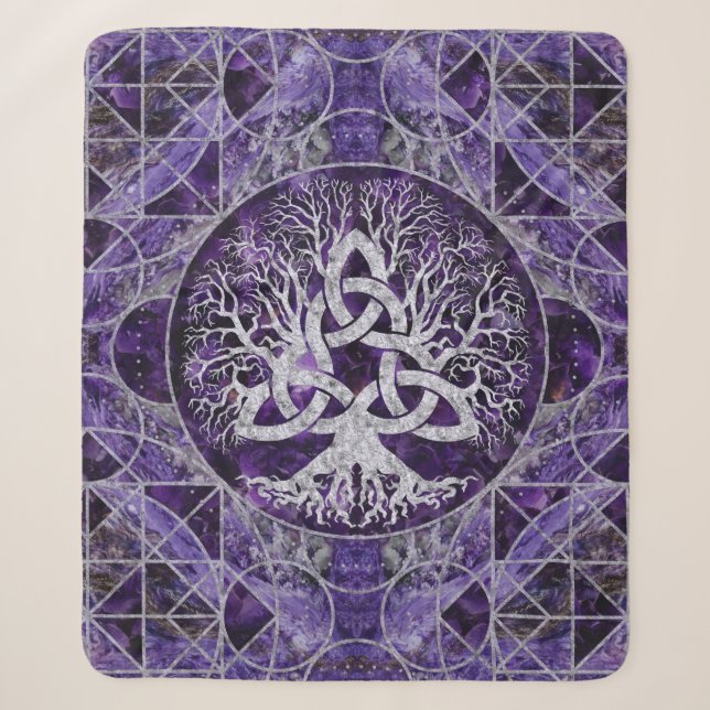 Couverture Sherpa Arbre de la vie avec l'améthyste et l'argent de (Devant)
