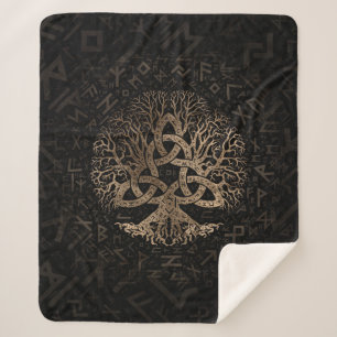 Couverture Sherpa Arbre de la vie avec Triquetra sur le motif de